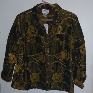 Tantrums Black and Gold Floral Blazer